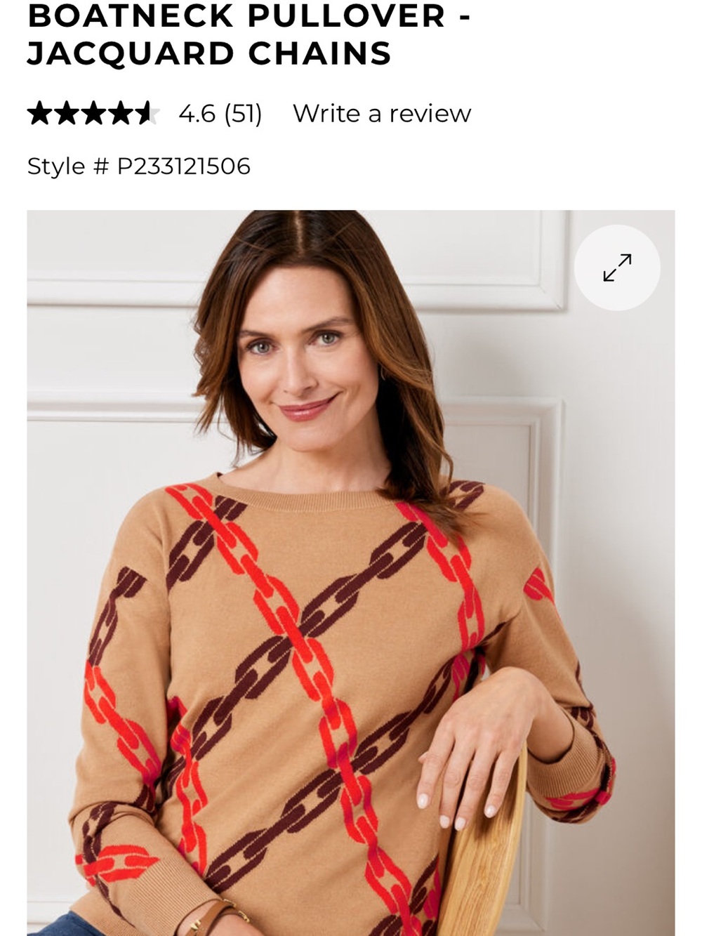 Talbots Women’s Jacquard Boatneck Sweater